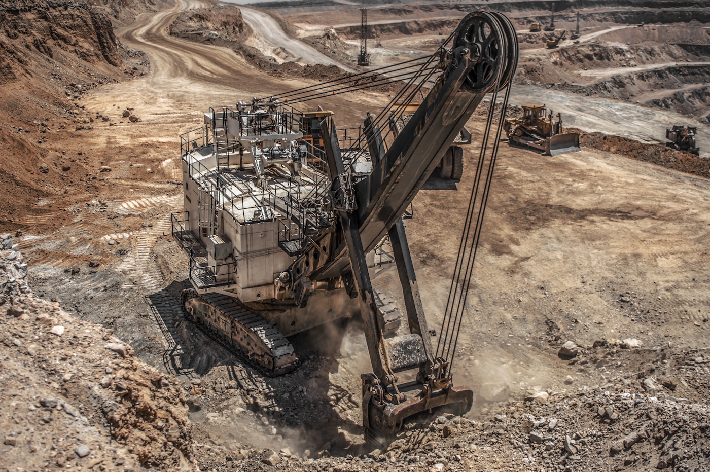 Heavy industrial construction site with machinery